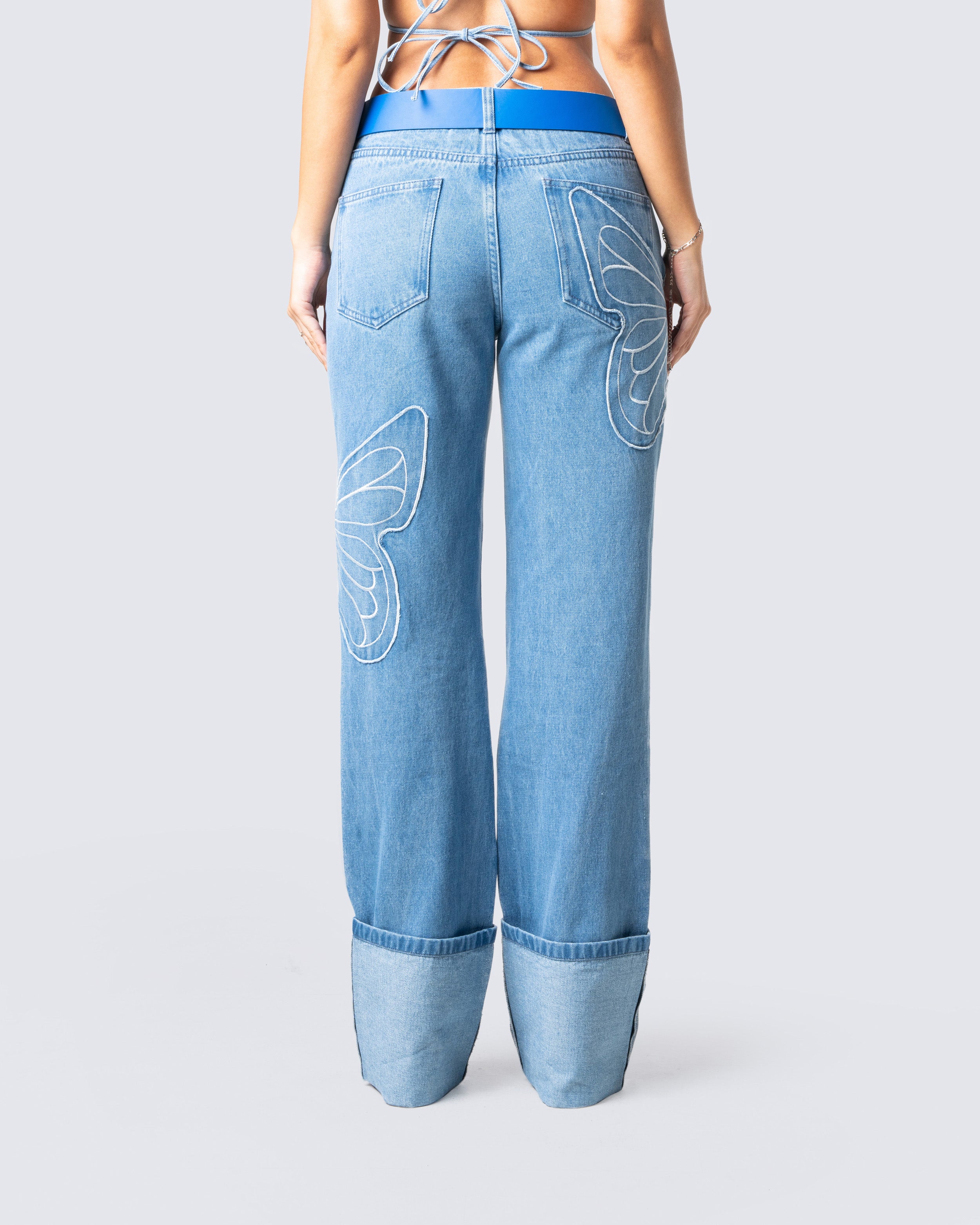 Suzie Blue Butterfly Denim Pant - Image 6