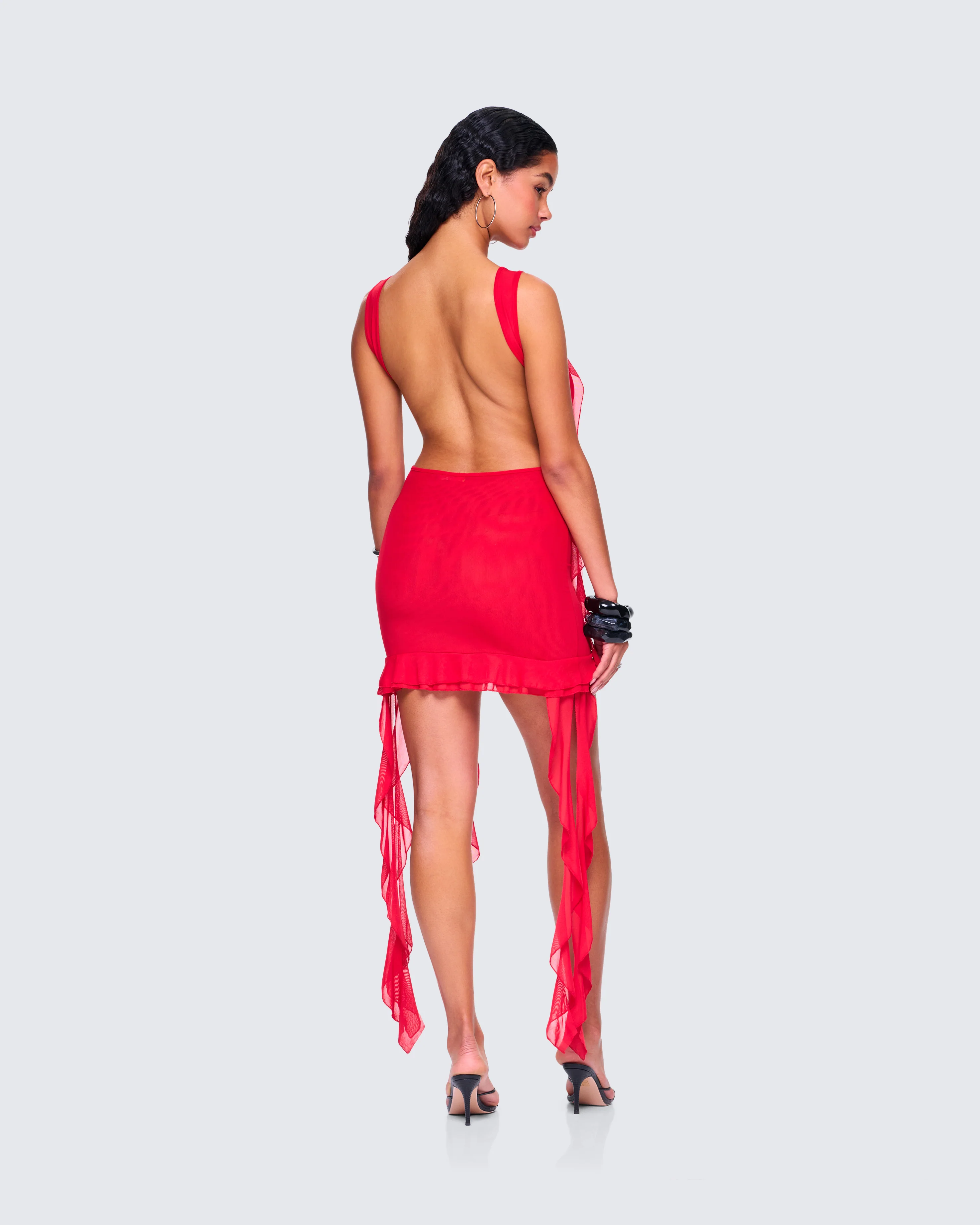 Tiana Red Ruffle Rosette Dress - Image 6