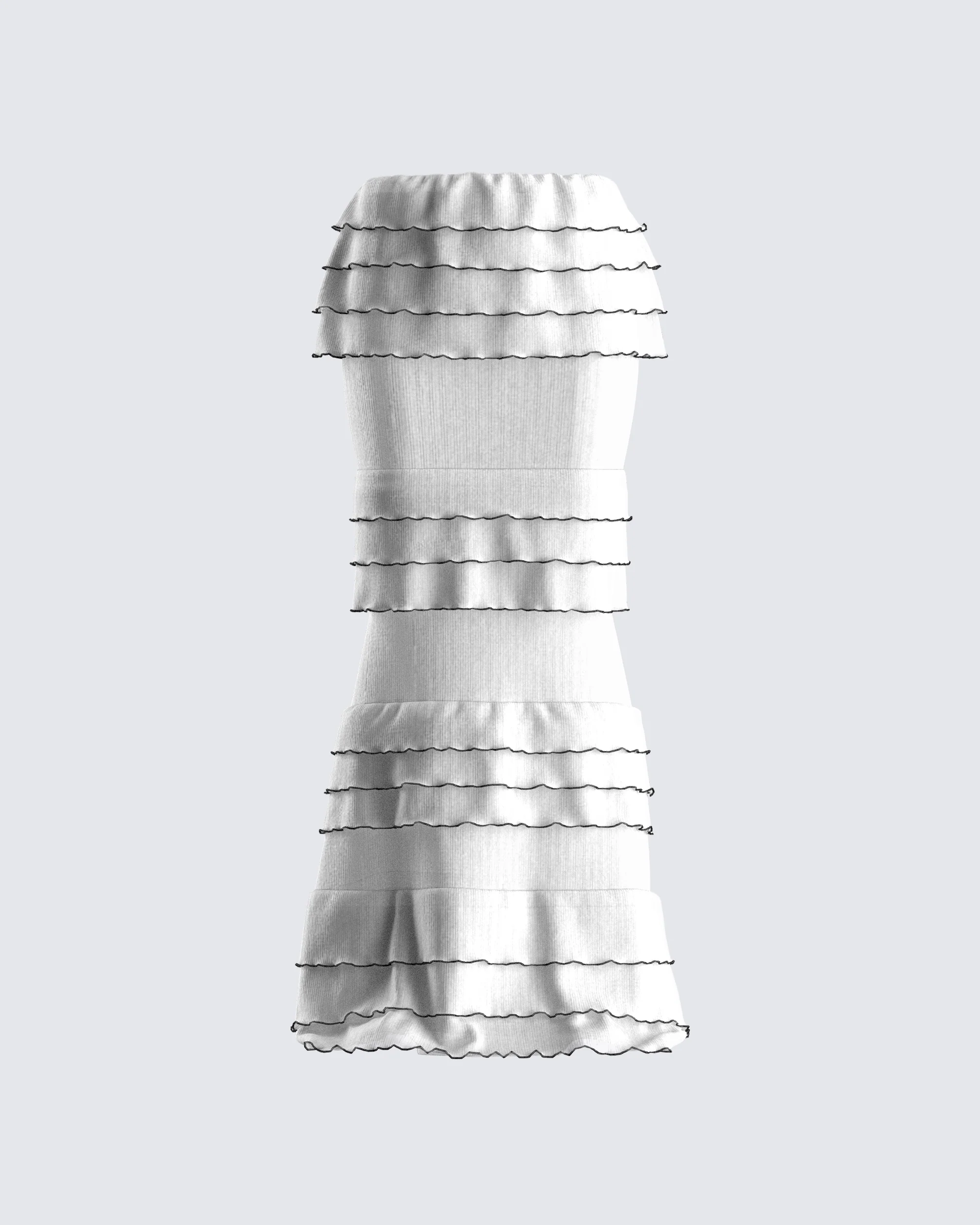 Toman White Tiered Maxi Skirt