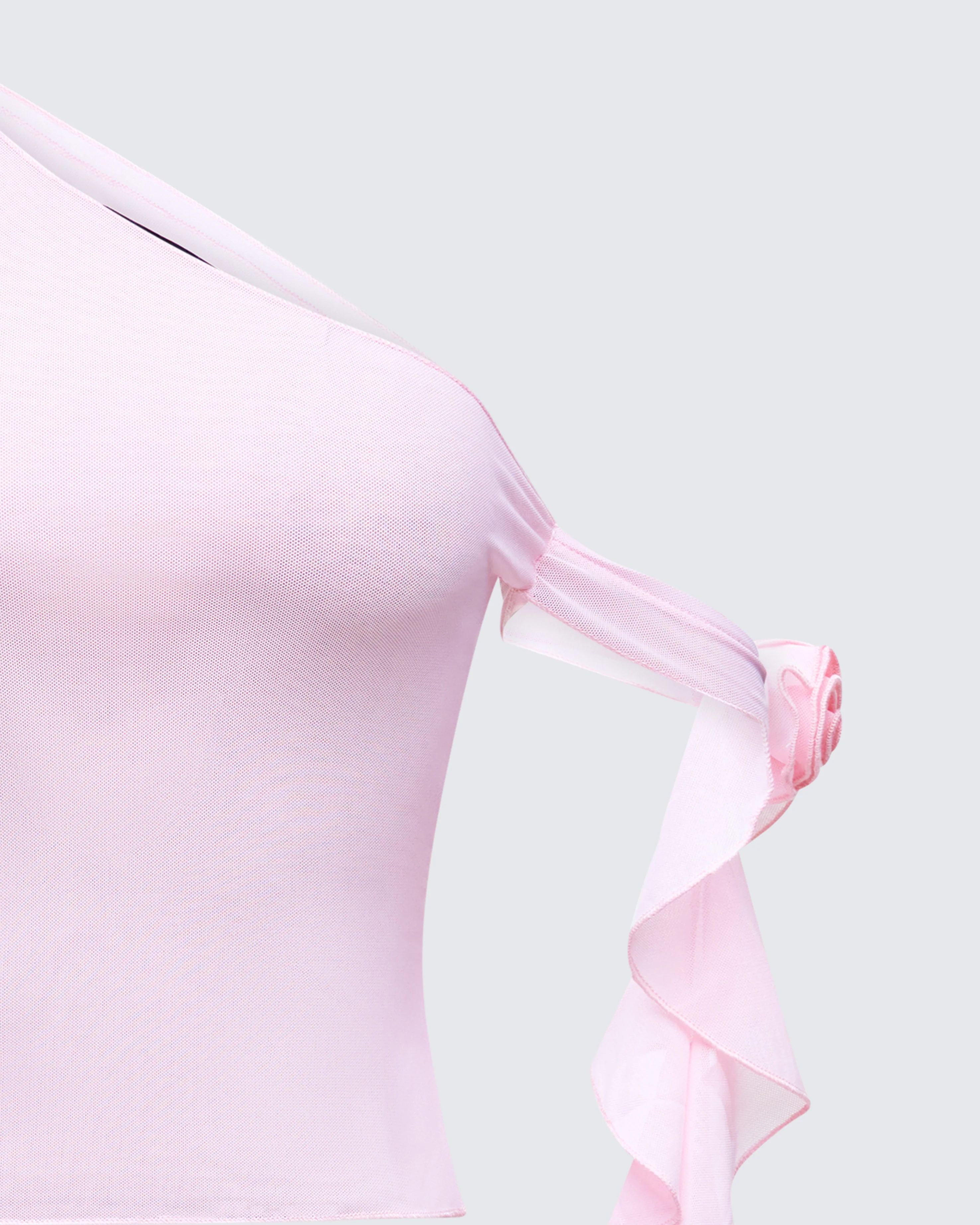 Sylphine Pink Mesh Asymmetric Top - Image 6