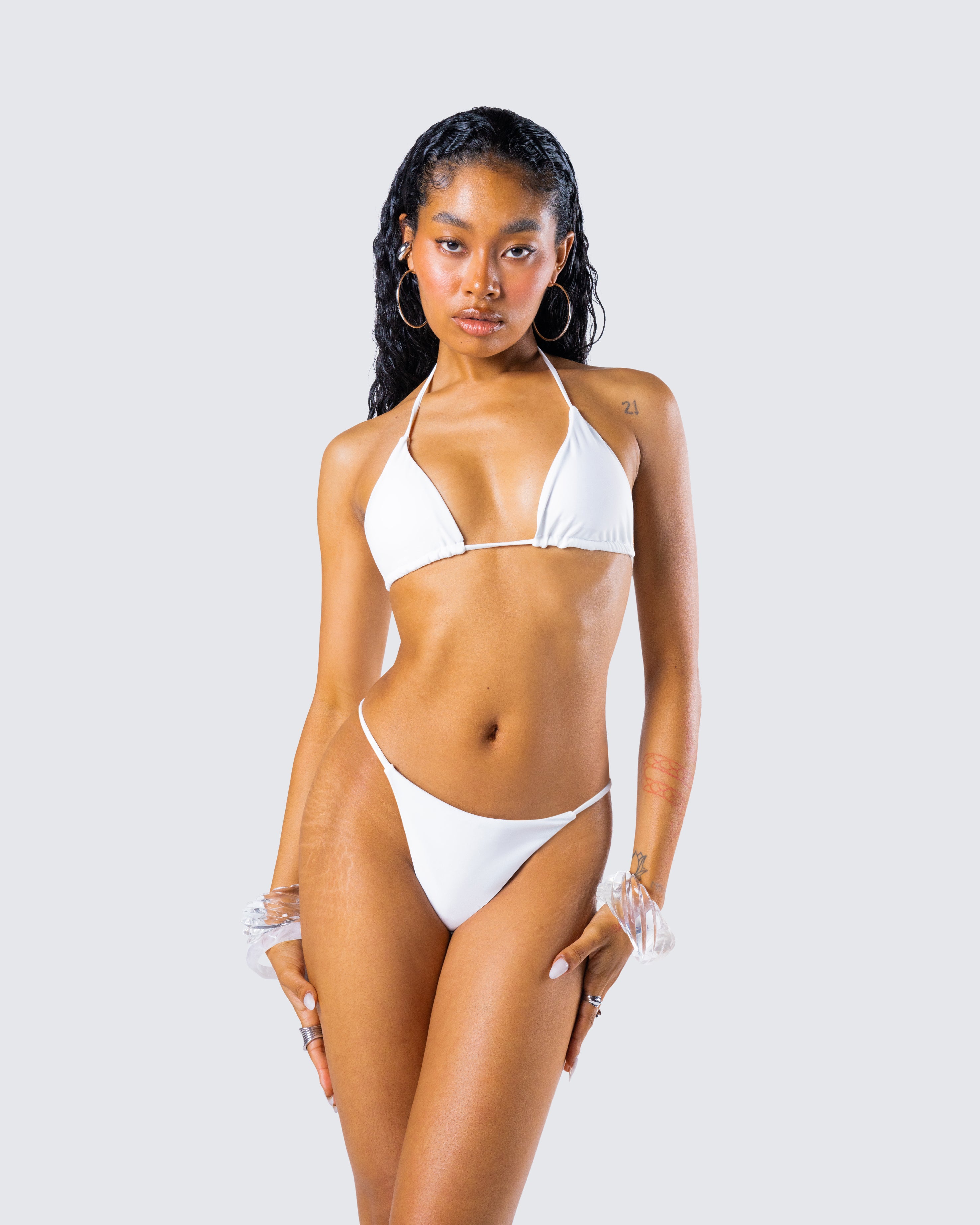 Twyla White Triangle Bikini Top - Image 6