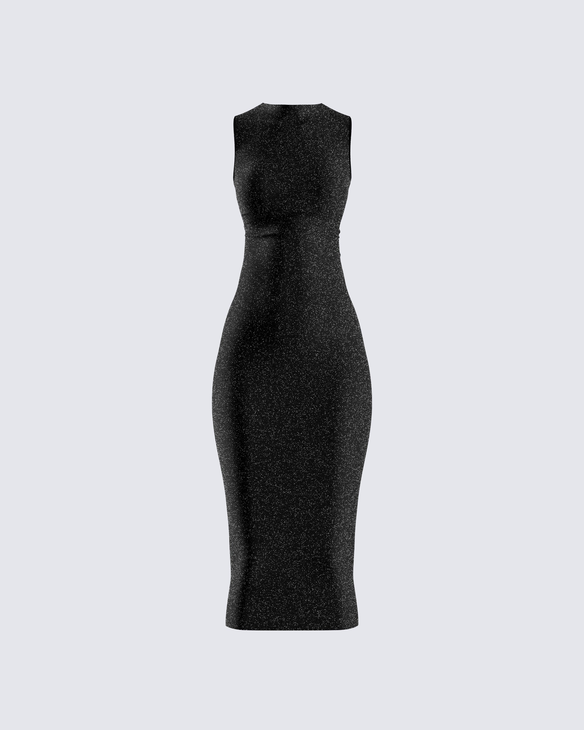 Umbra Black Shimmer Midi Dress