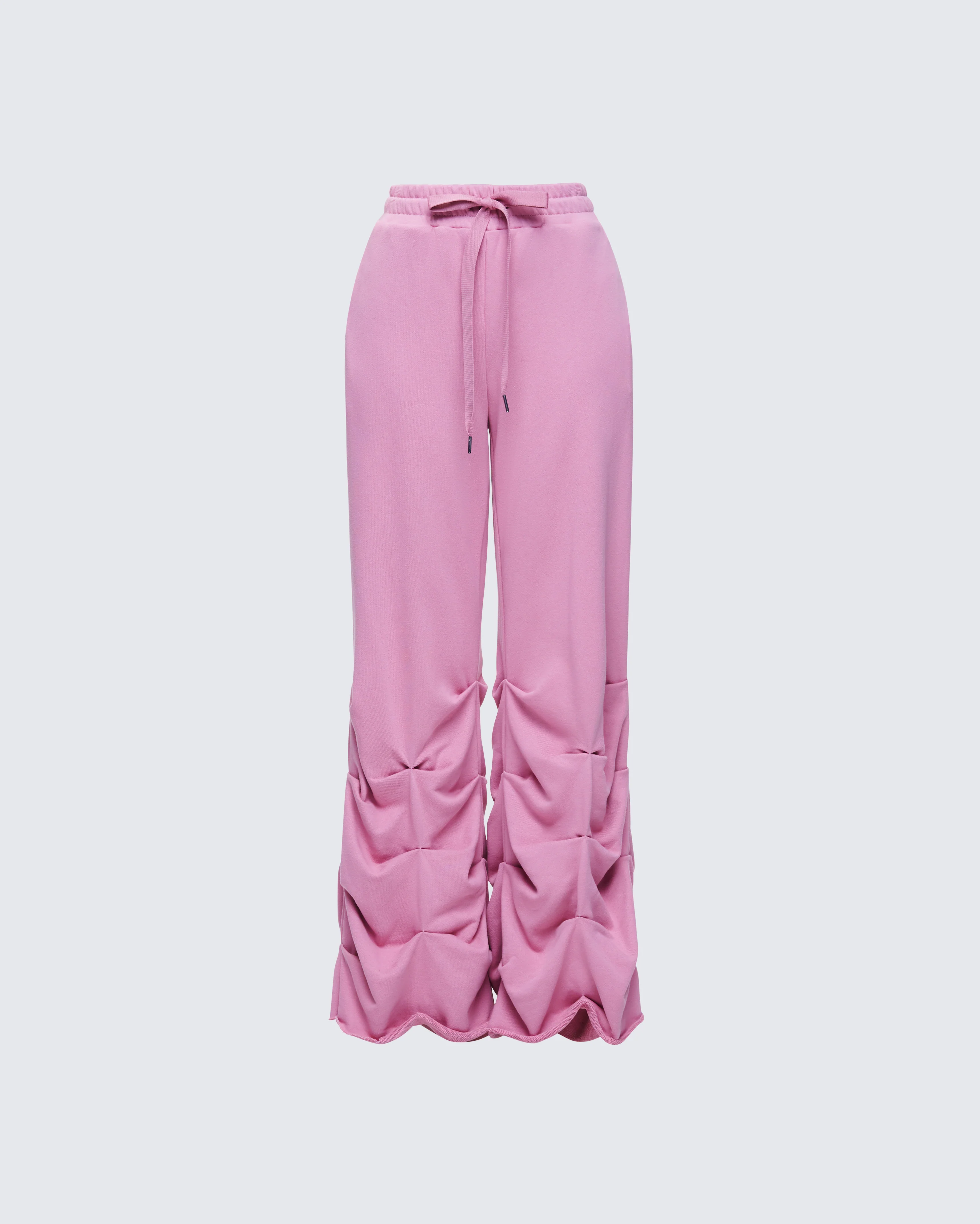 Una Pink Stacked Leg Toggle Sweatpant