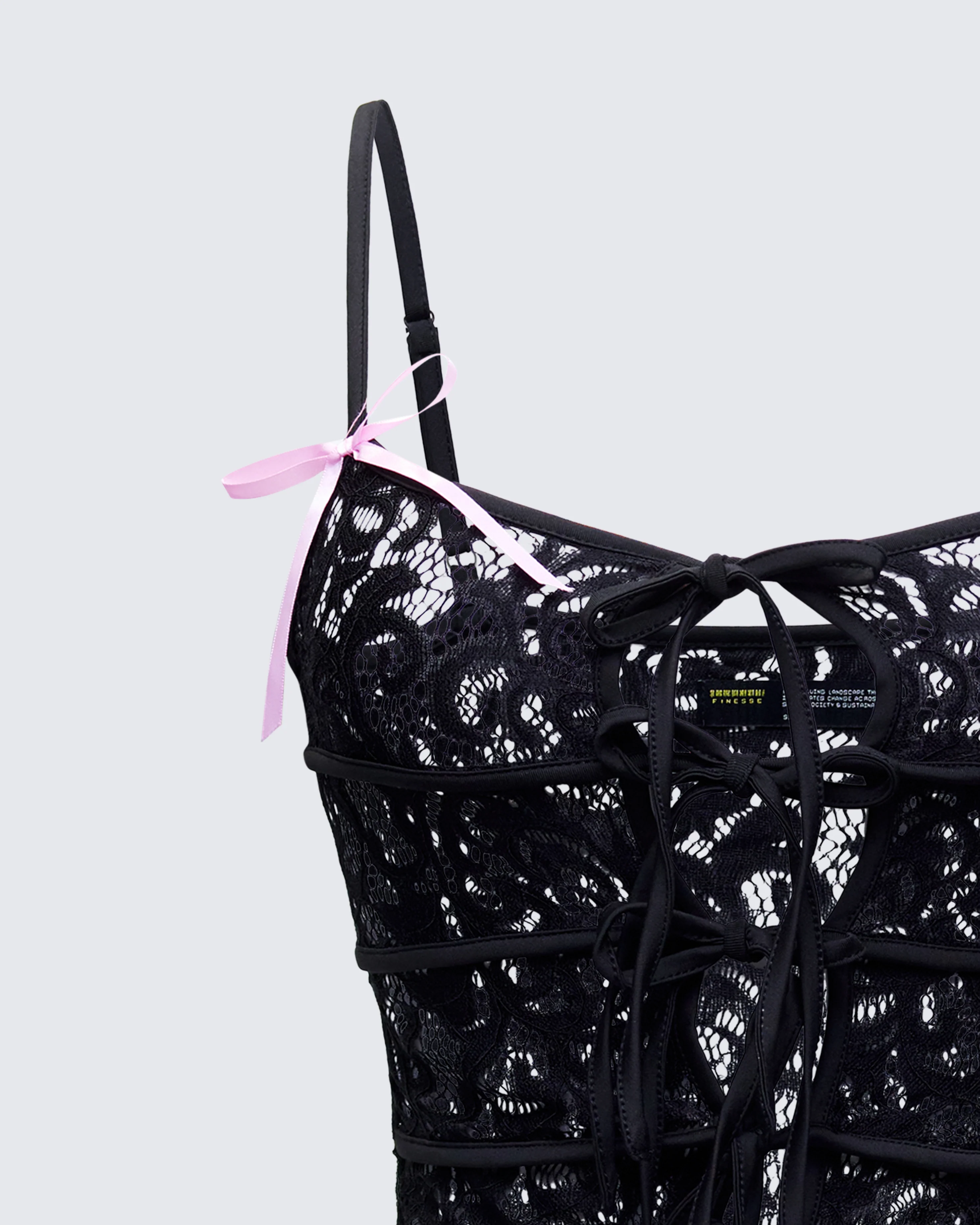 Halsey Black Lace Tie Front Top - Image 8