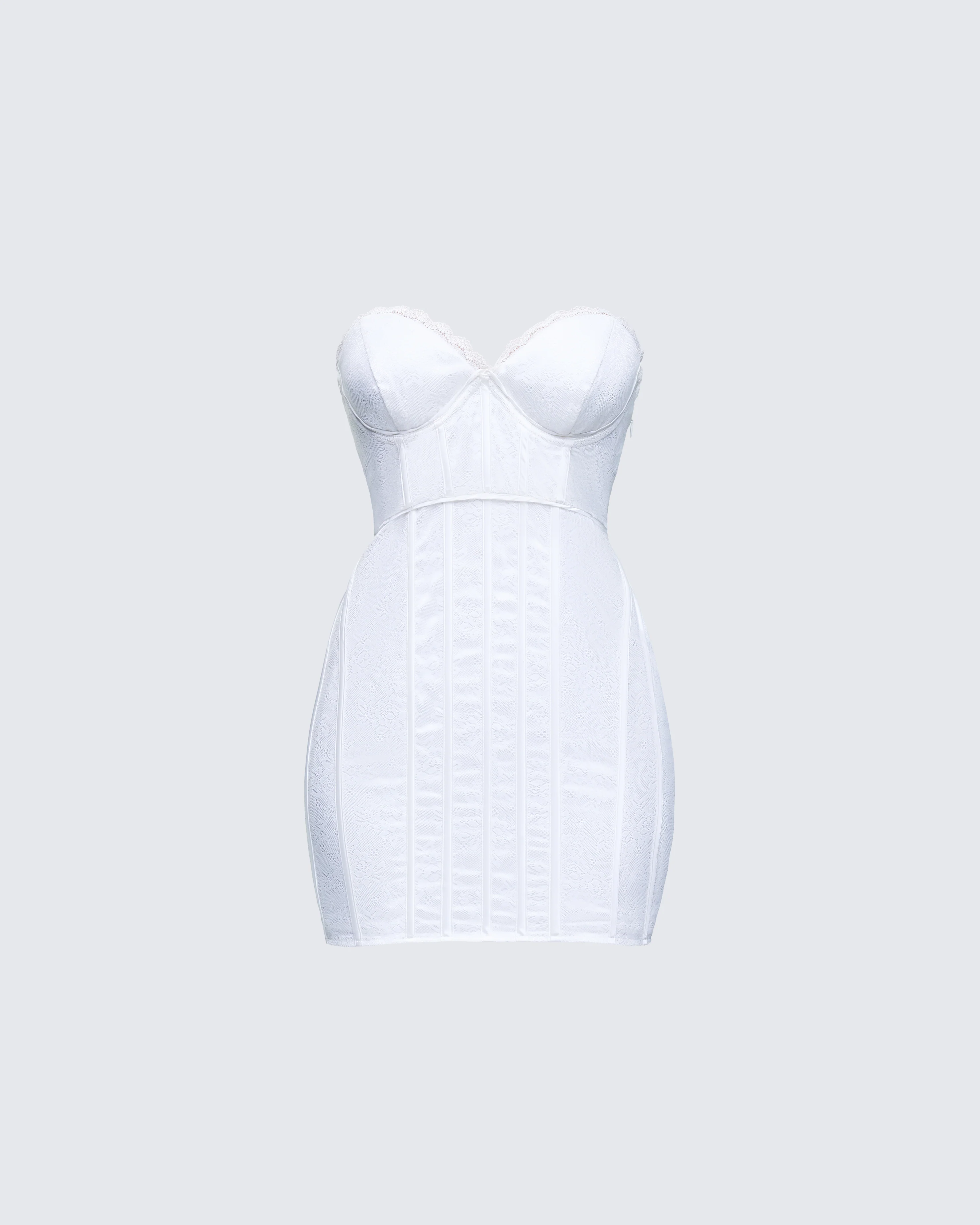 Vela White Lace Corset Mini Dress