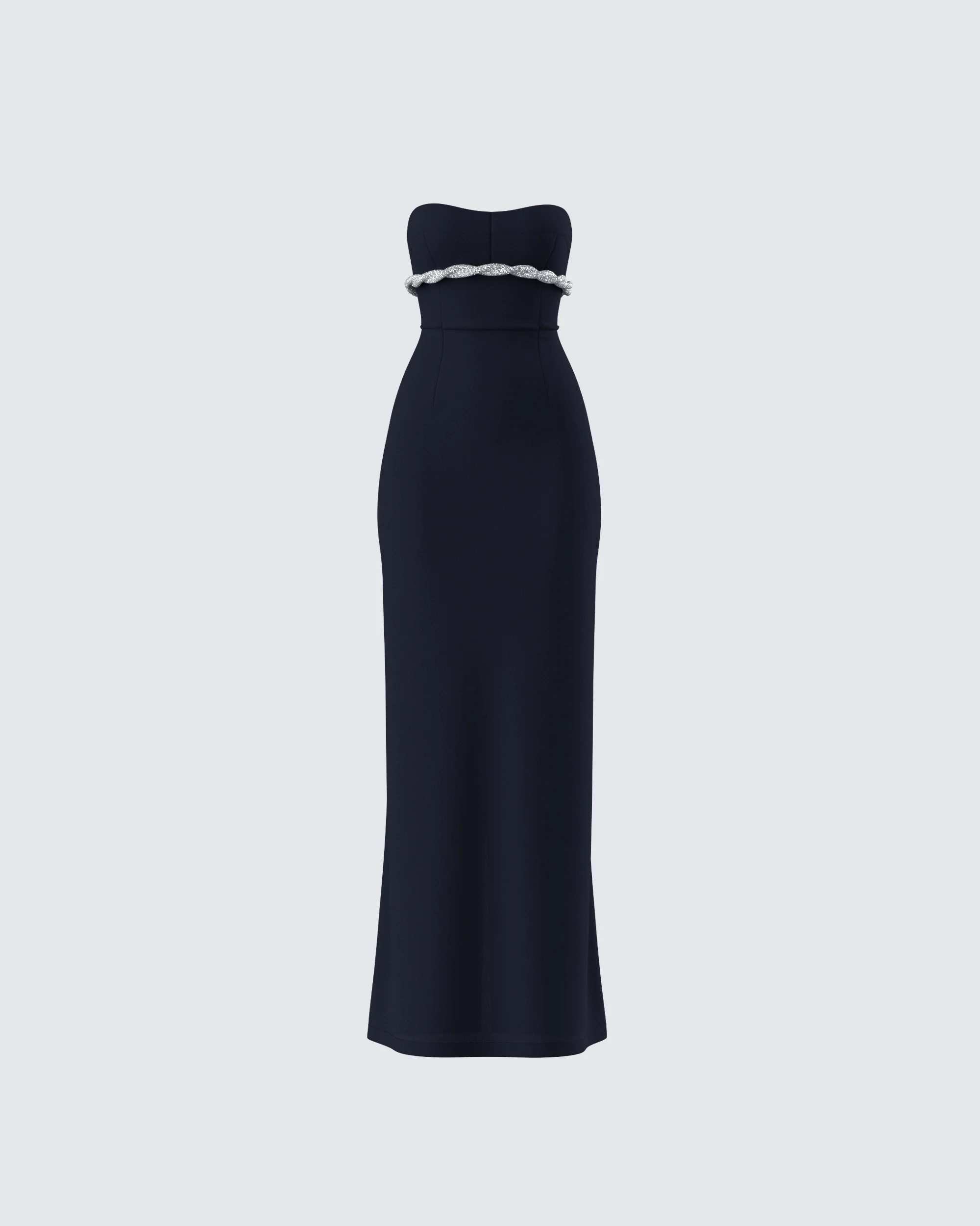 Via Black Crepe Embellished Gown