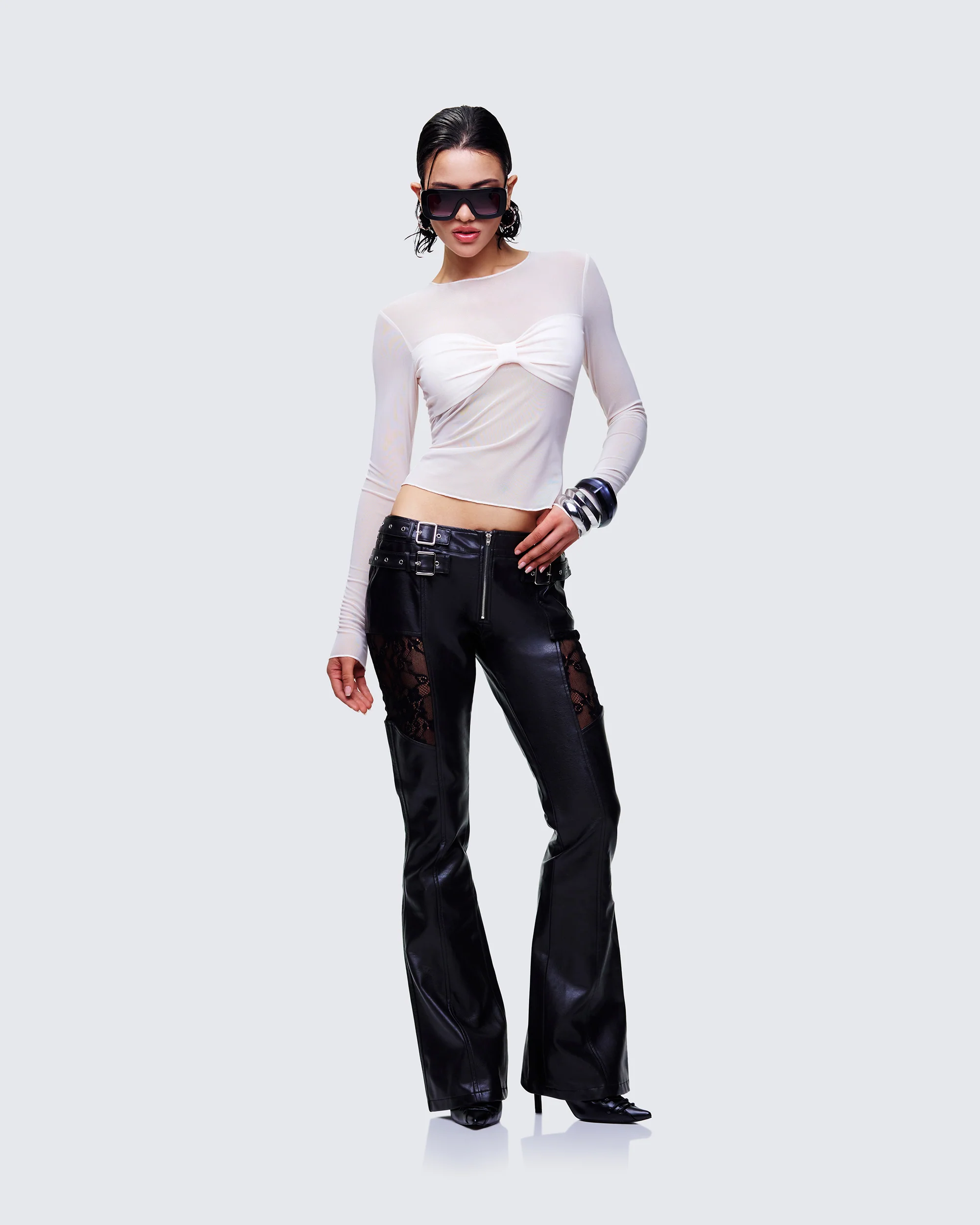 Vyra Black Vegan Leather Pants - Image 5