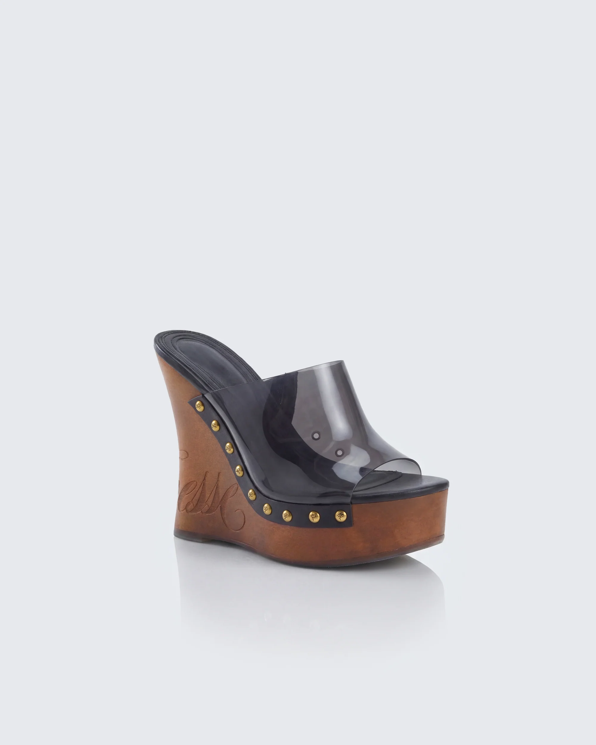 Warda Black Perspex Wooden Wedge - Image 2