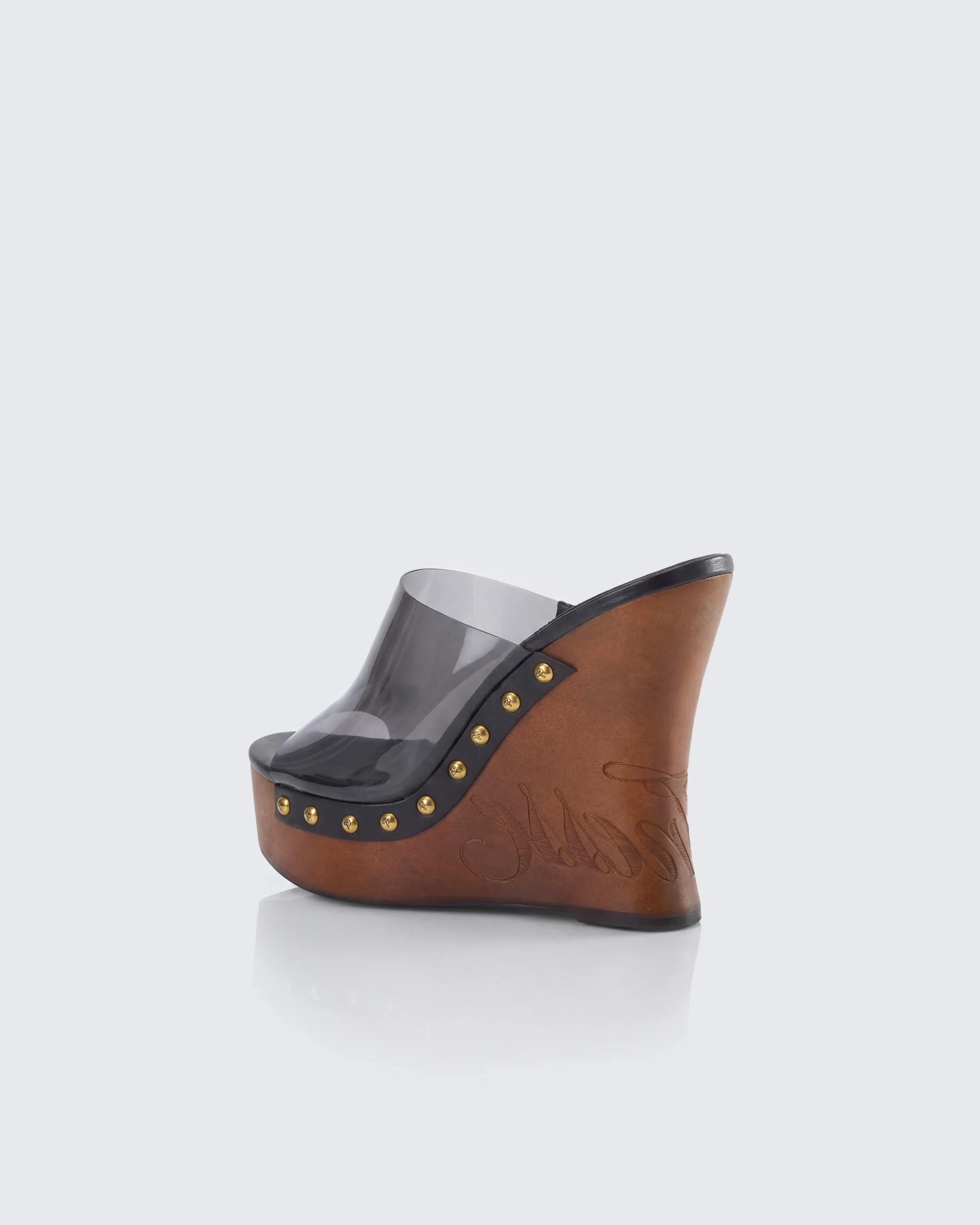 Warda Black Perspex Wooden Wedge - Image 3