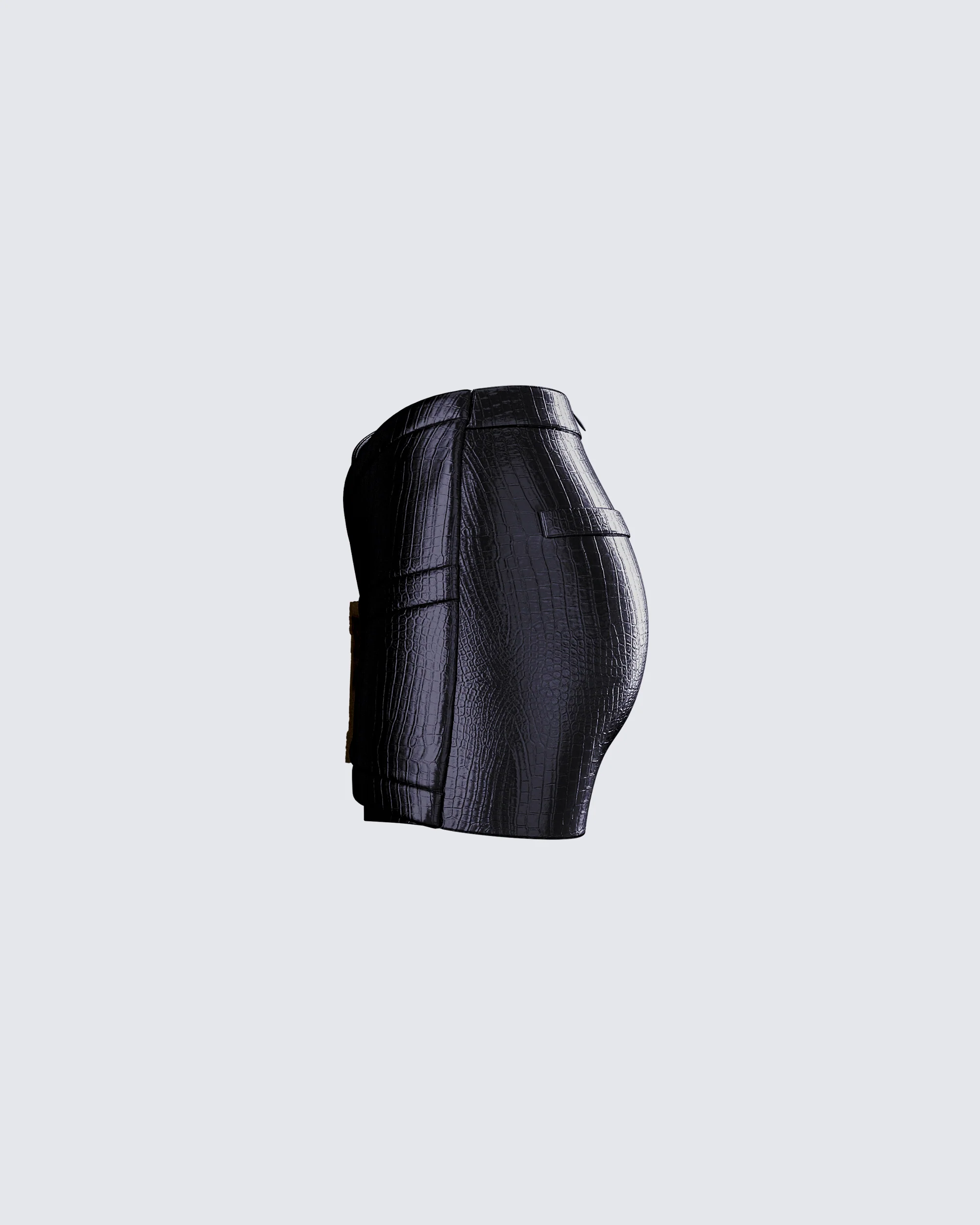 Whitley Black Vegan Leather Croc Micro Mini Skirt - Image 2