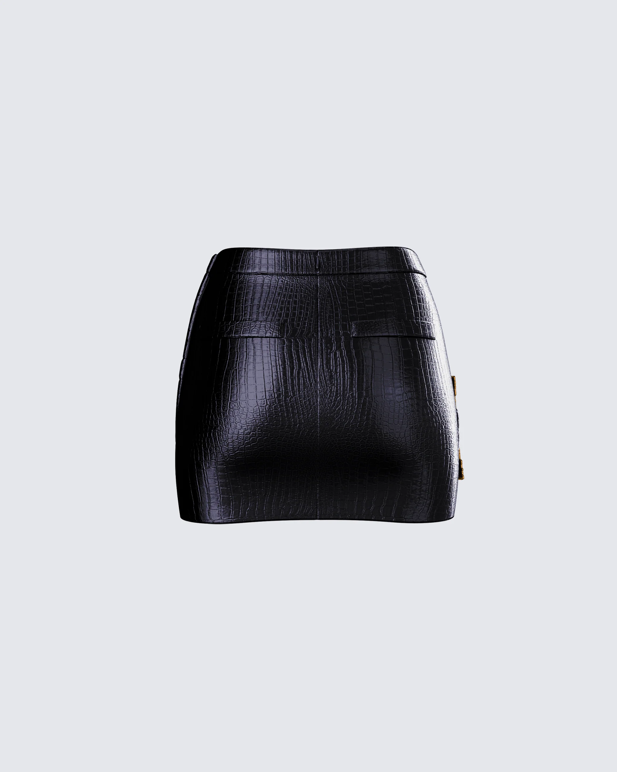 Whitley Black Vegan Leather Croc Micro Mini Skirt - Image 3