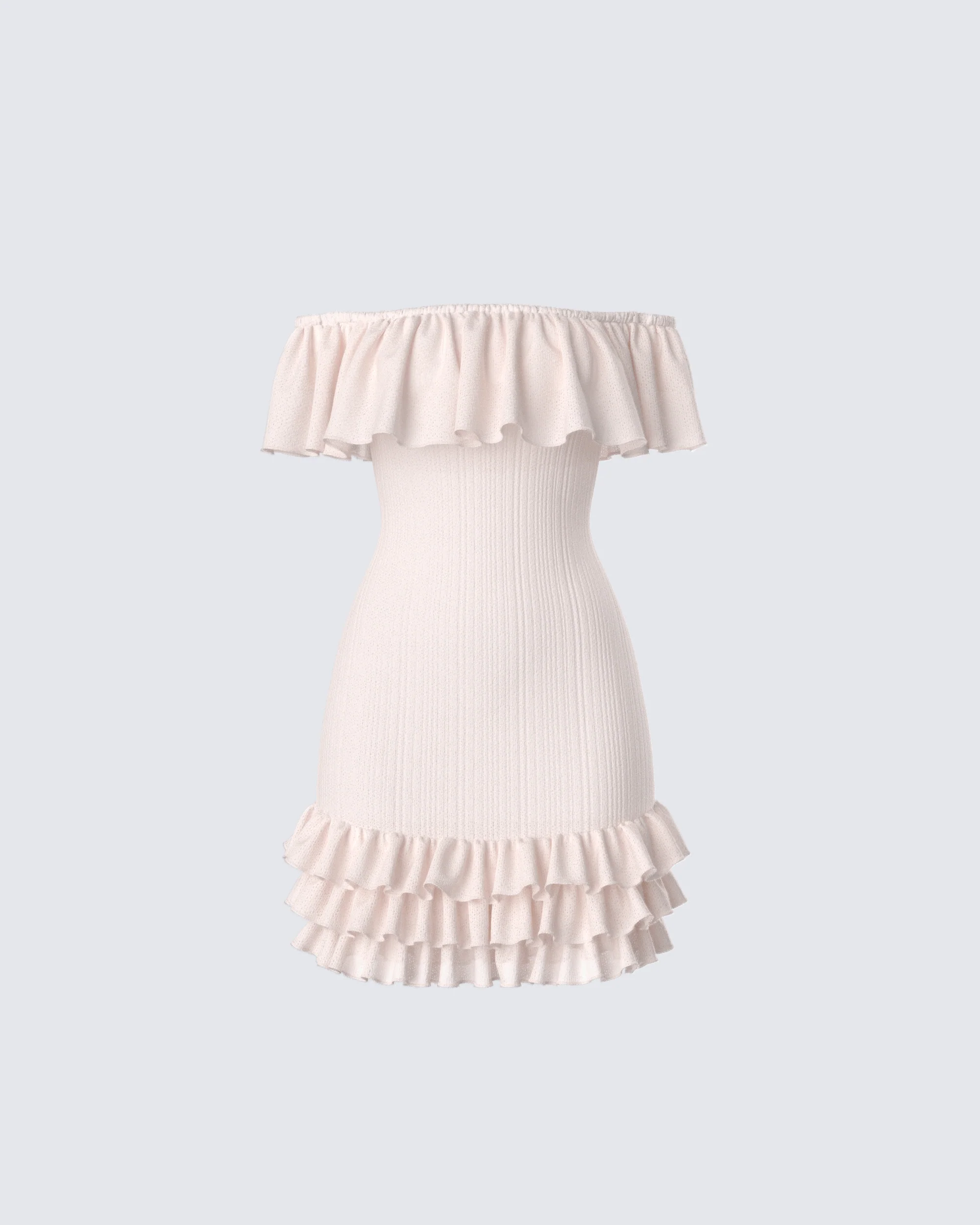 Winsley Peach Ruffle Knit Mini Dress