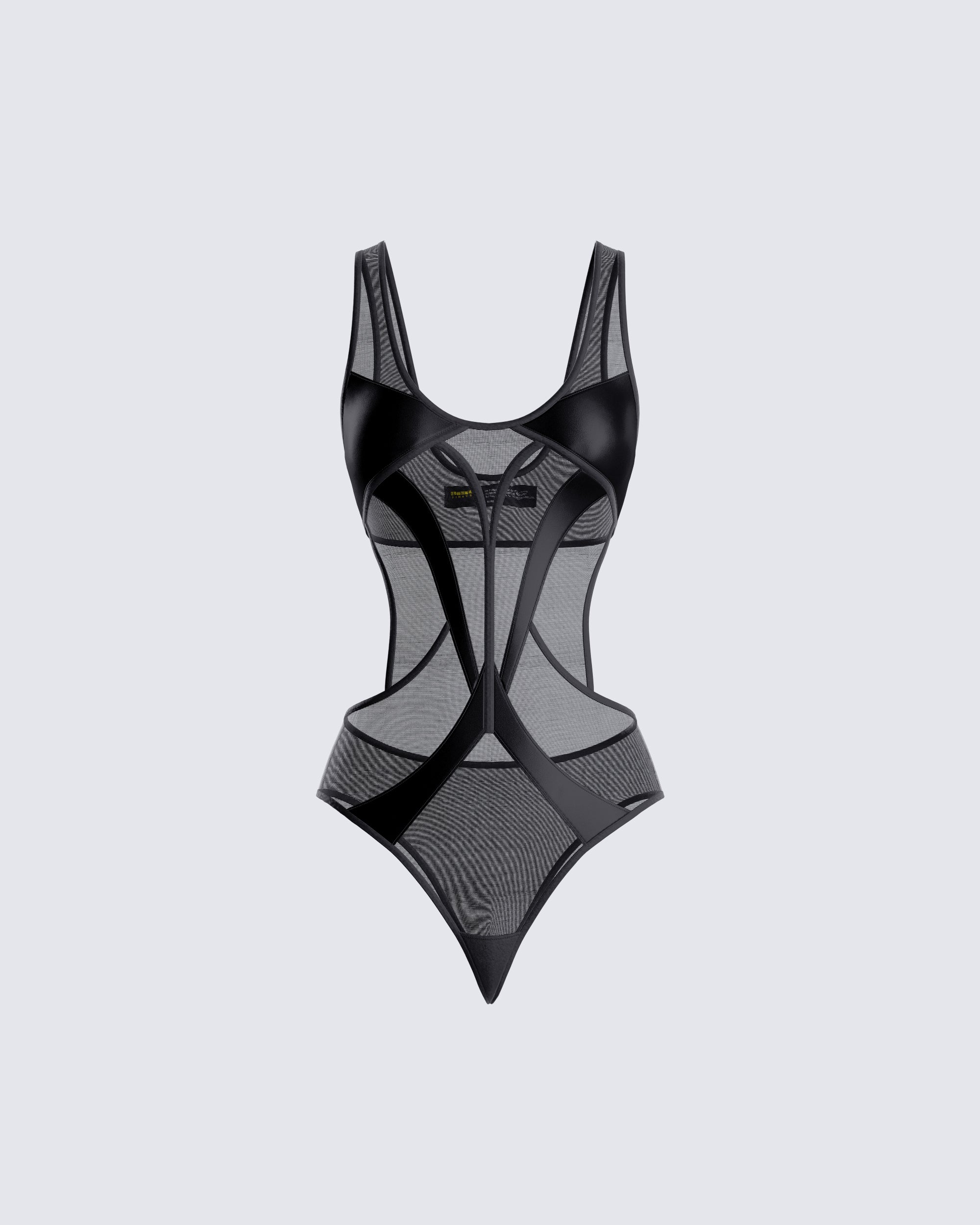 Yuna Black Mesh Bodysuit
