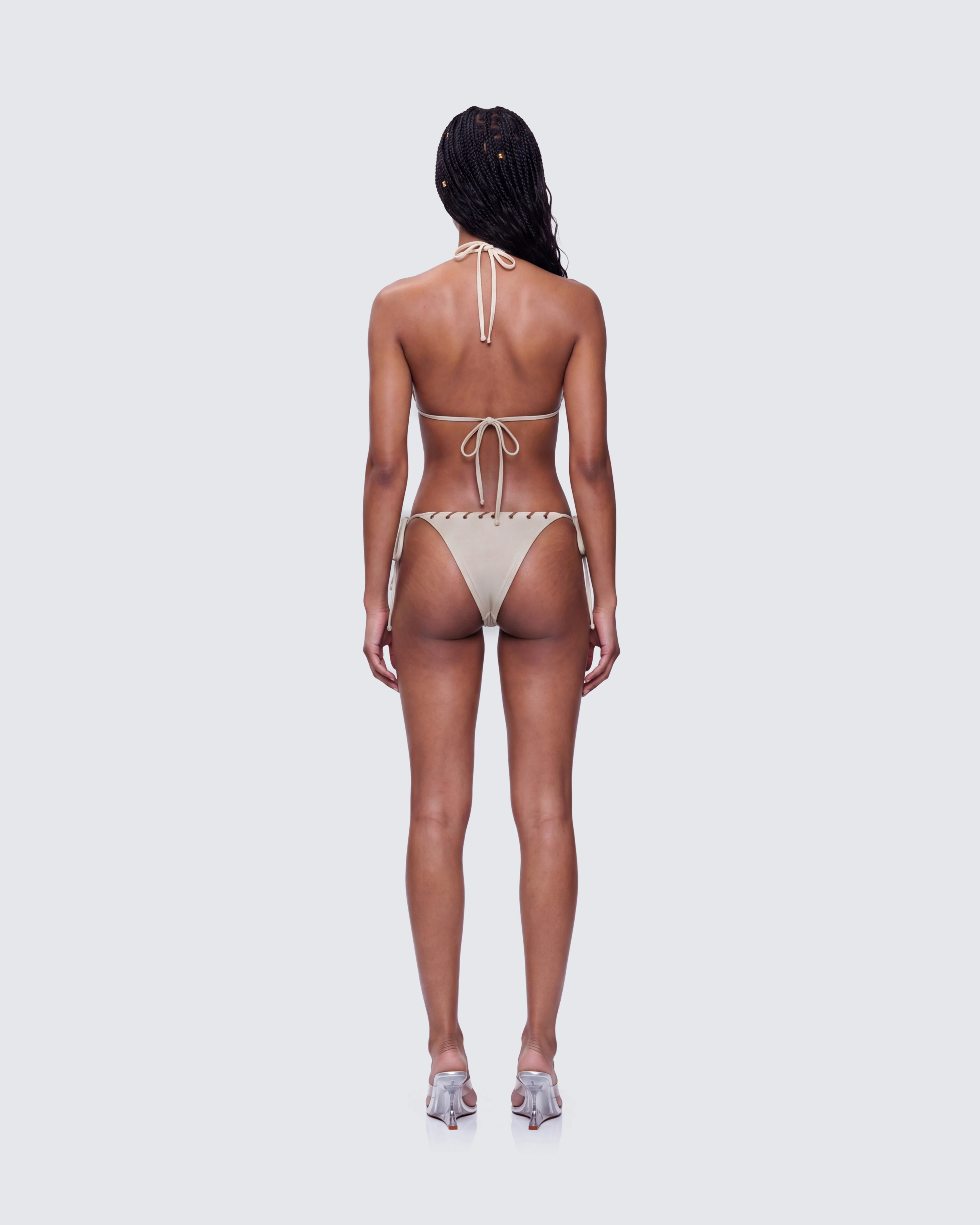 Yusra Tan Faux Suede Laced Bikini - Image 4