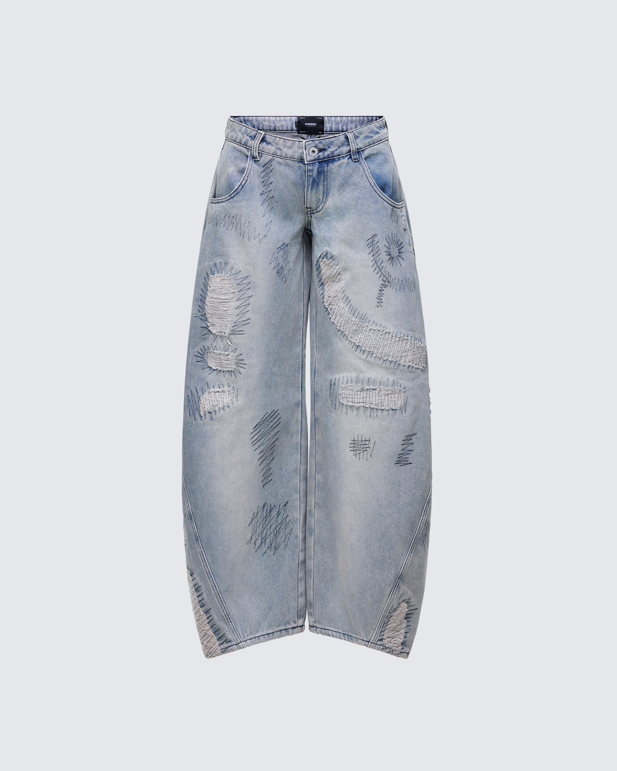 Zaid Gray Denim Sashiko Jeans